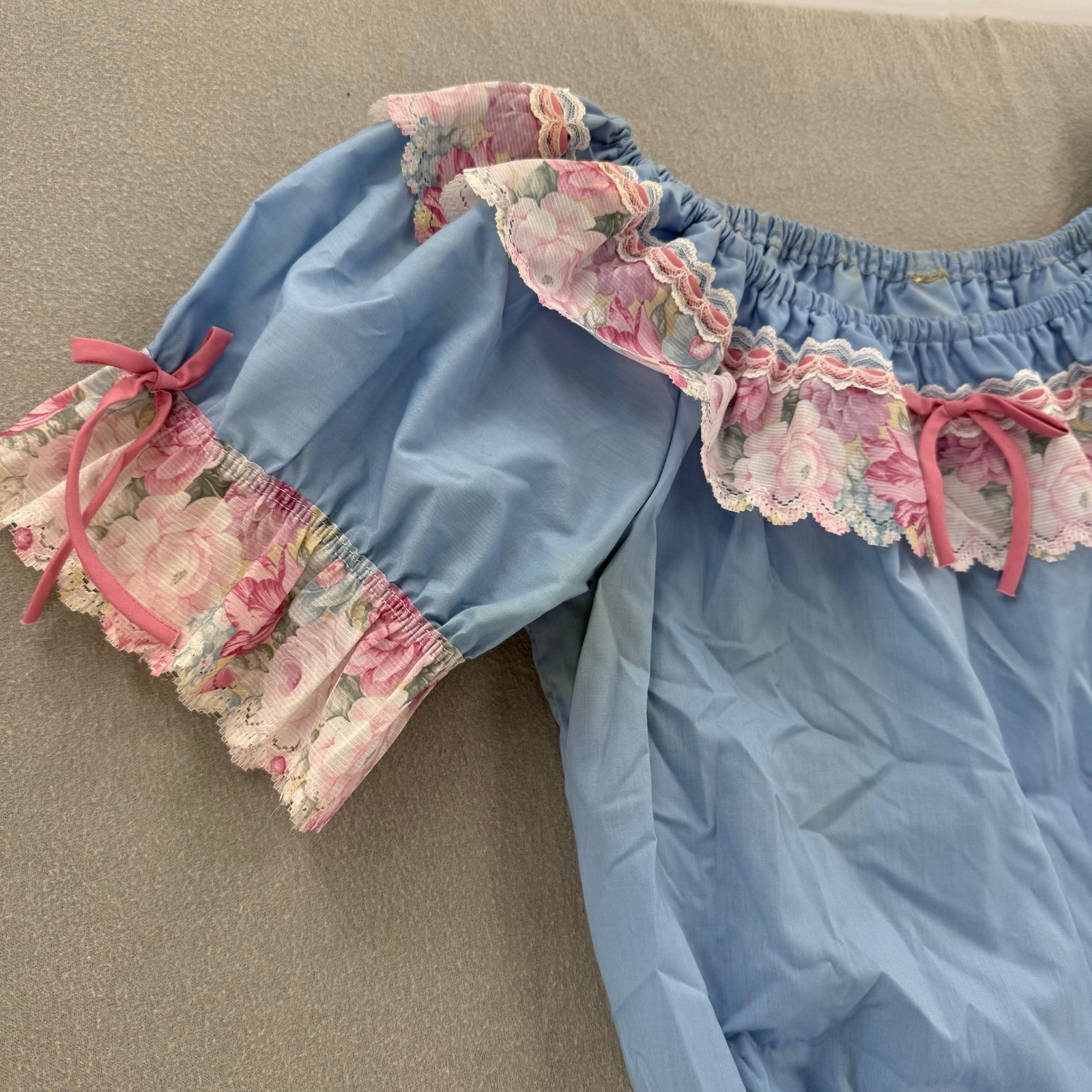 Vintage Square Dance Outfit Western Prairie Full Circle Skirt Ruffle Blouse XL