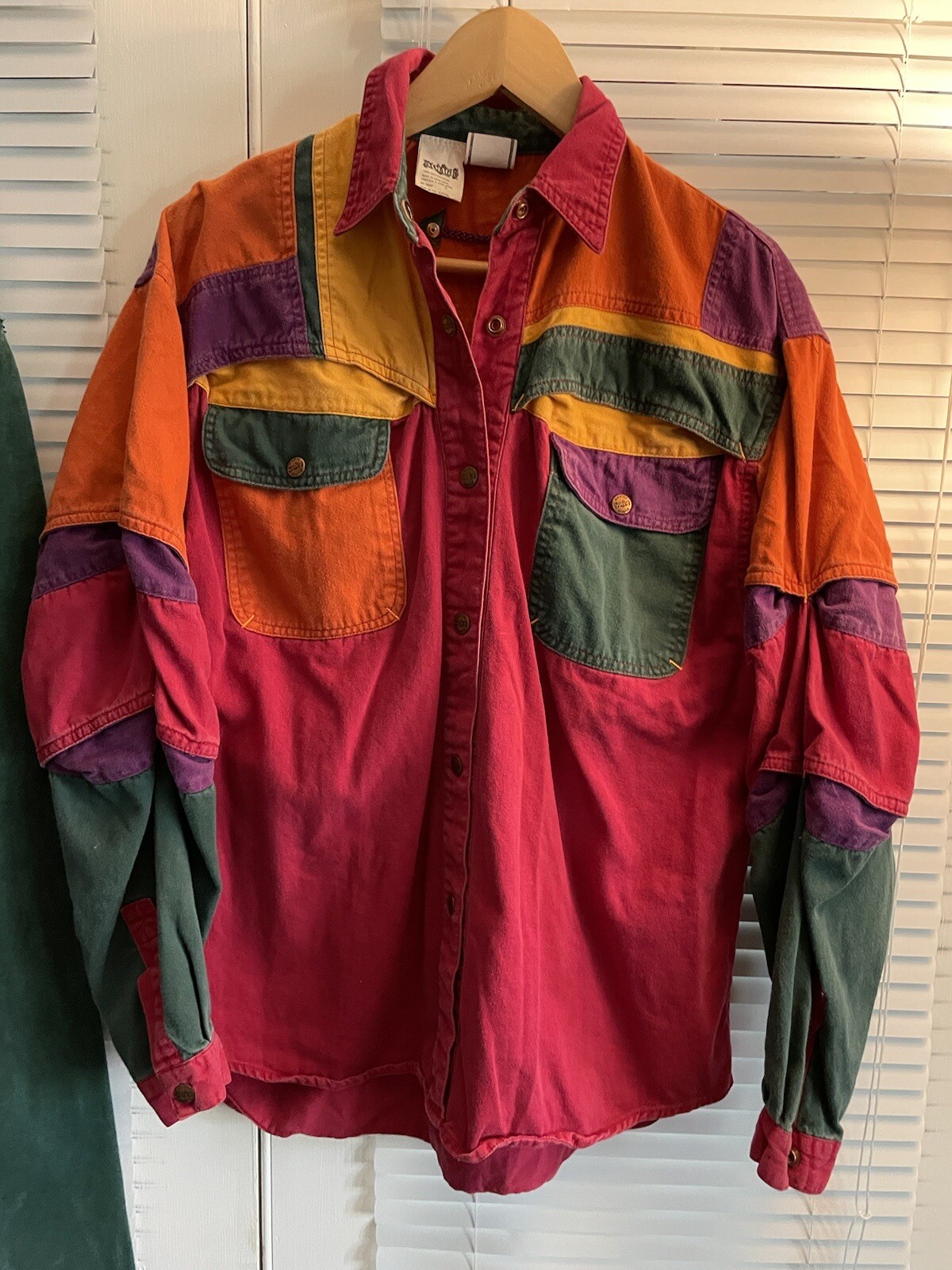 Vintage Major Damage Denim Color Block Hip Hop Pants Shirt Women’s Size 30, 2