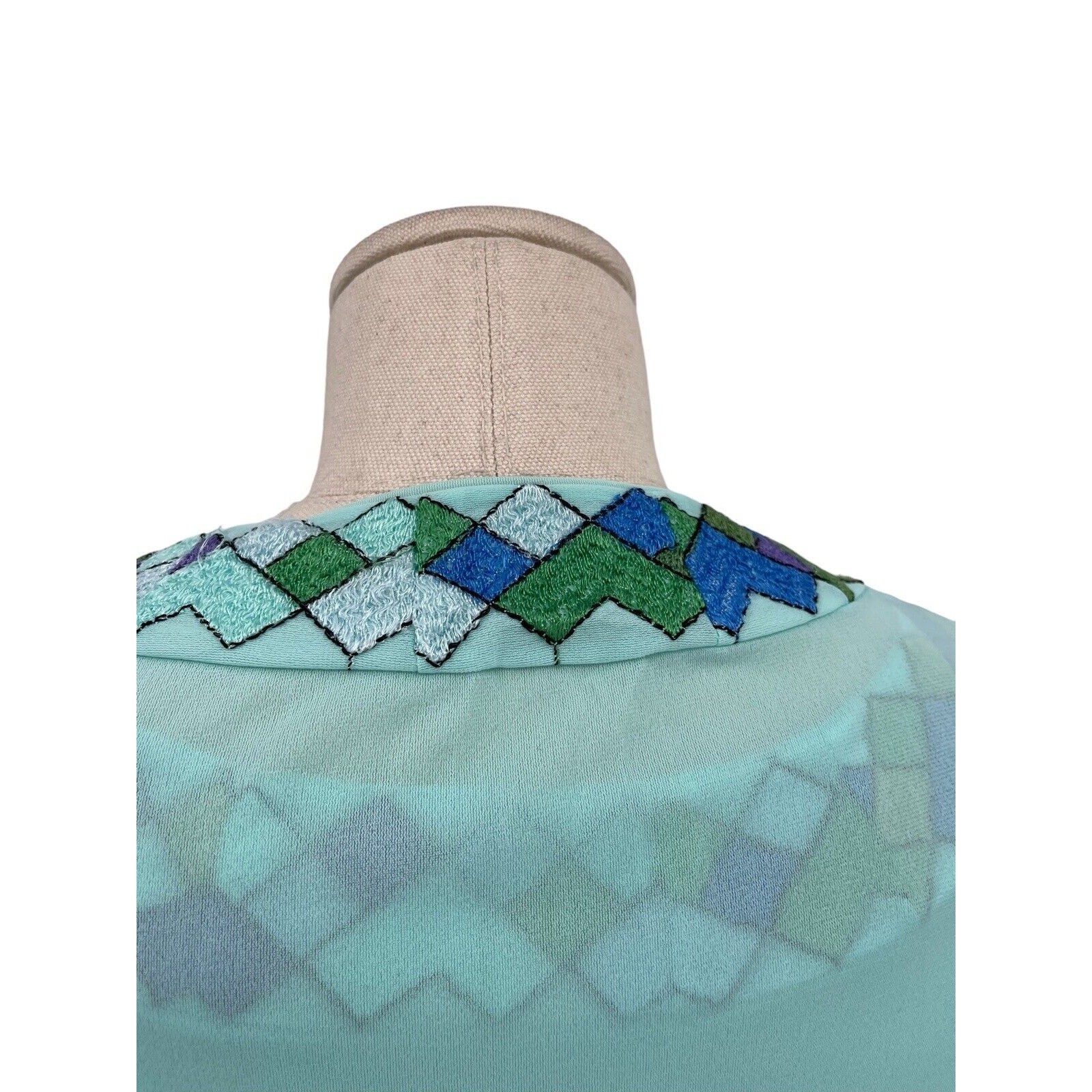 Vintage Emilio Pucci For Formfit Rogers Nightgown Robe Harlequin Nights Blue M