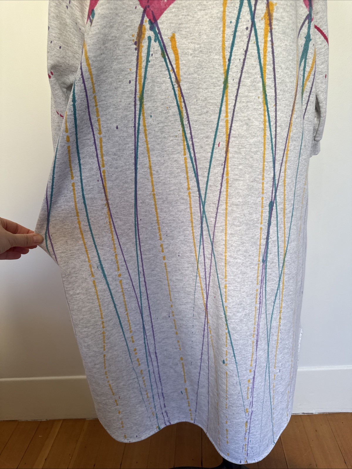 Vintage 80’s Cozy Sweatshirt Dress Heart Splatter Paint Print Cozy One Size