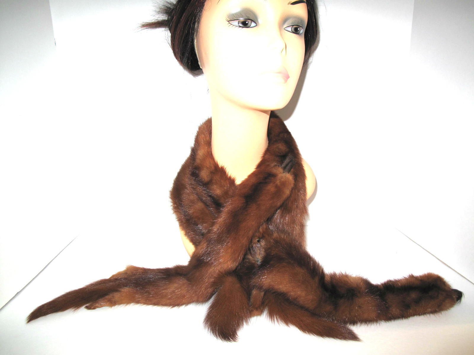 Vintage 5 Pelt Mink Real Fur Stole Scarf Shaw Wrap 48 inches long FURS by Carin