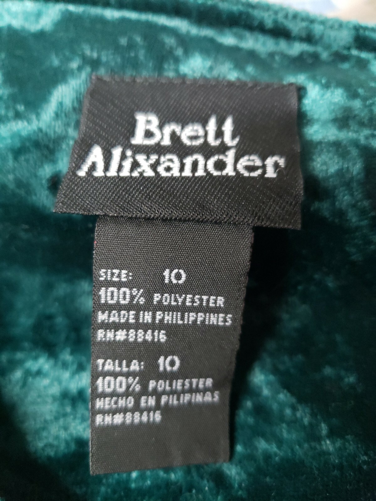 Brett Alixander Victorian Style Vintage Velvet Green Dress Womens Midi Sz 10 #C