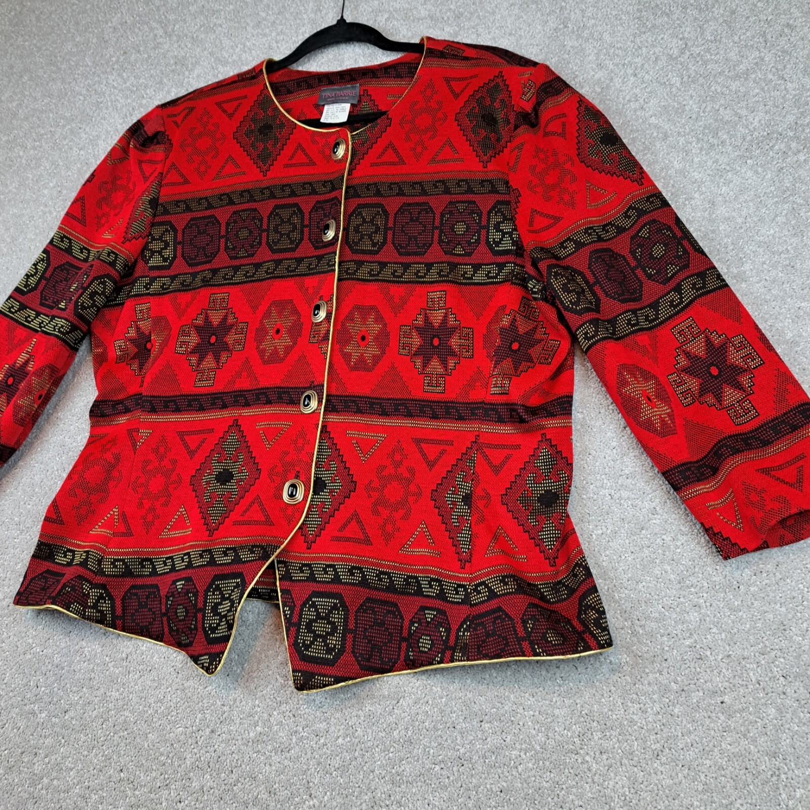 Vintage Tina Barrie Size 18 Black Red Gold Boho Vintage Hippie Retro Y2K Western