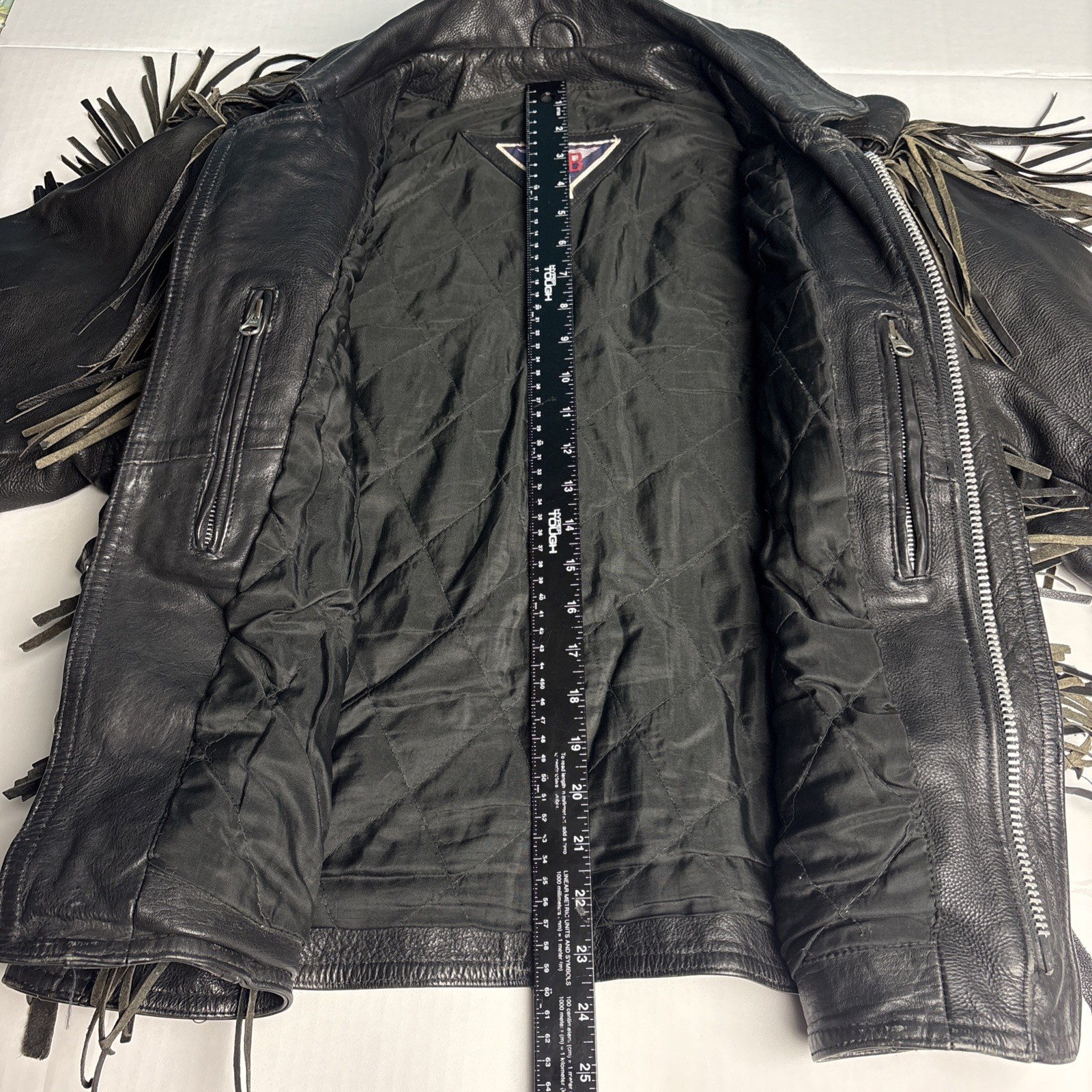 Vintage MOB Women Size 42 Jacket Genuine Leather Fringe Biker Motorcycle