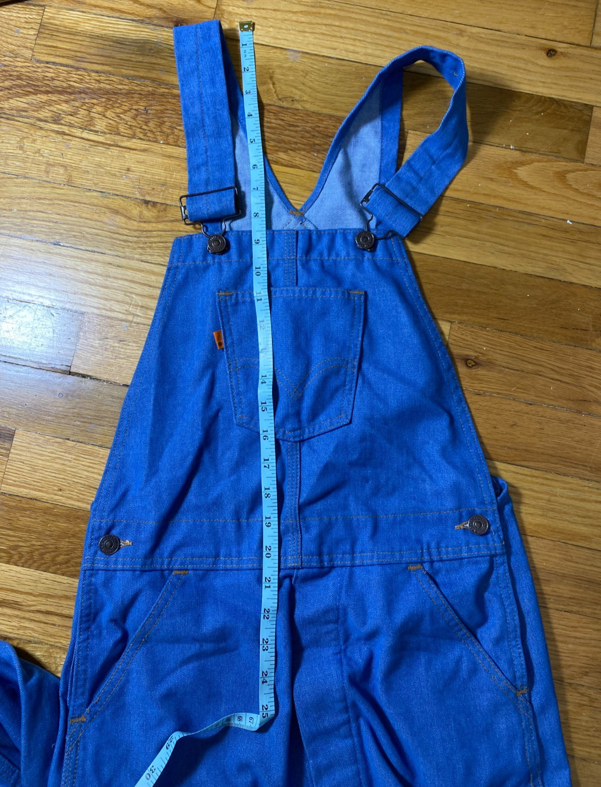 VINTAGE 70s Levis 799 Overalls Double Blank Orange Tab Flare Tags Attached 30×33