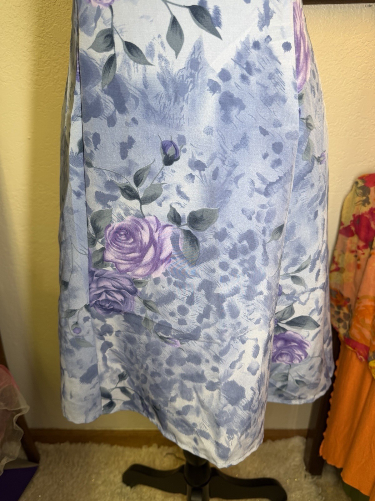 Vintage DBY Floral 90s Y2K Slip Dress 9/10 Blue Tie Back Whimsigoth Fairy Grunge