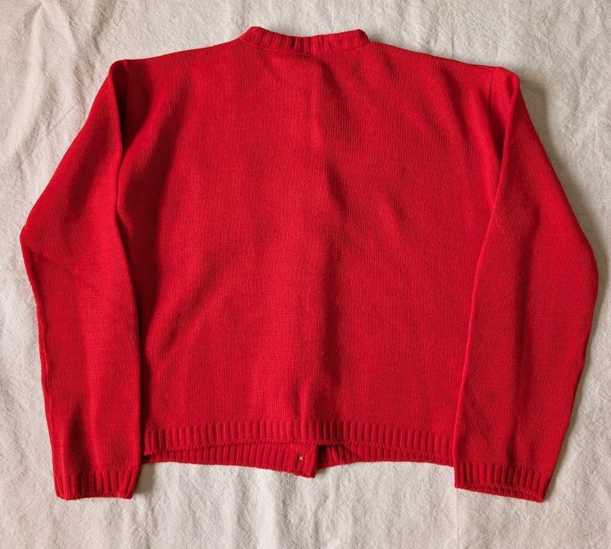 Vintage 50s Le Roy Knitwear Lil Lambee Women’s SM Red Virgin Wool Cardigan USA