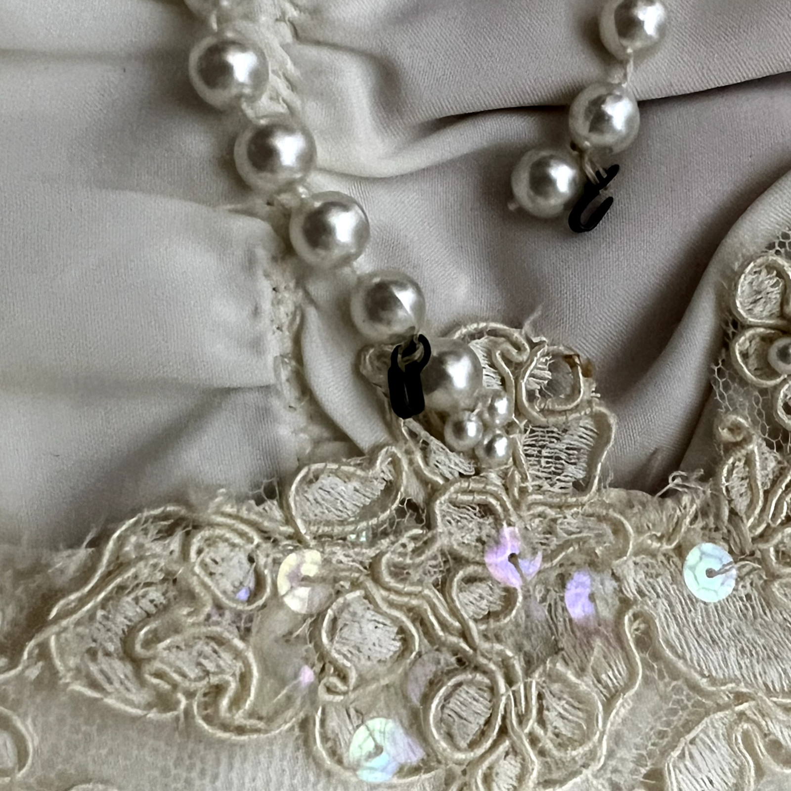 Pamela Caldwell Women Top Silk Lace Pearl Size XS S Ivory Hand made Vintage RARE