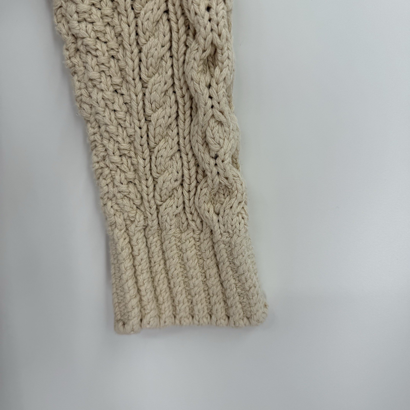 LL Bean Signature Cotton Fisherman Sweater Women’s Size Small Cream Pullover