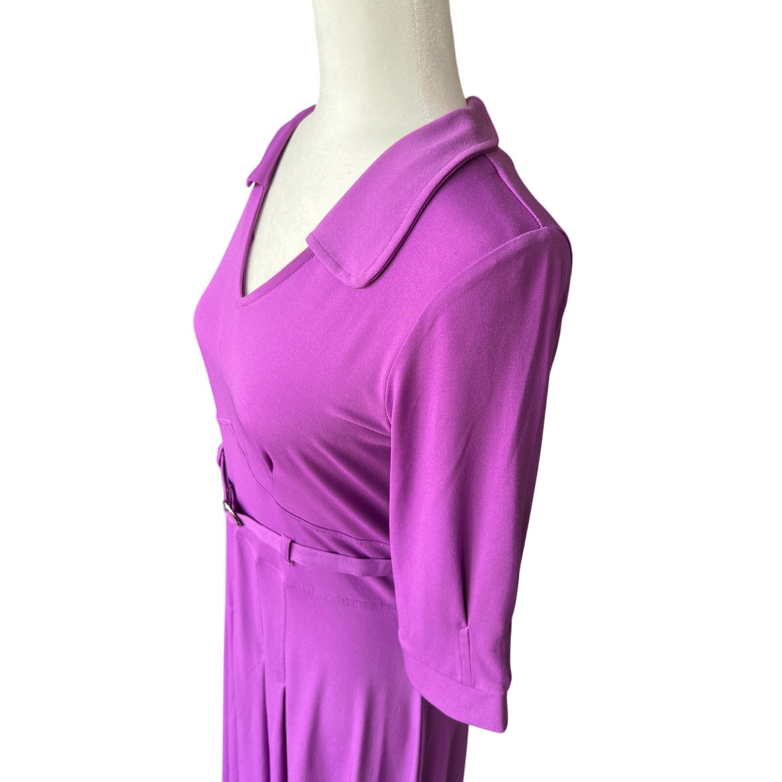 Vintage Chadwick’s Purple 1970s Polyester Spandex Dress Women’s Size 6 80s Retro