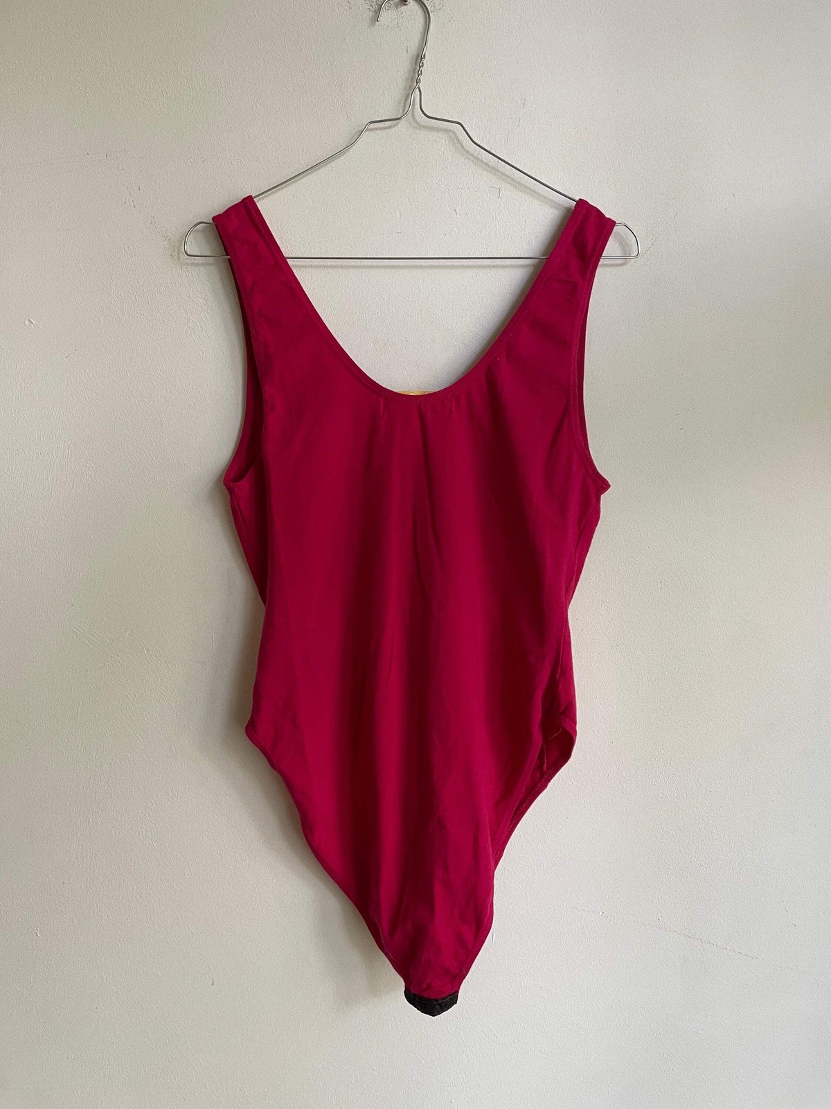 Pink feminine bodysuit, Fuchsia lace up vintage body, Sexy vibrant leotard, Vint