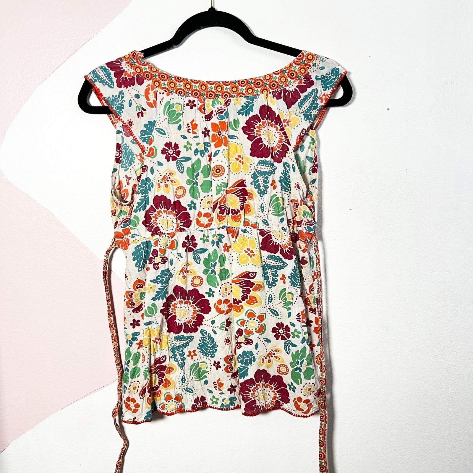 Vintage Y2K Floral Babydoll Top Sz Small 2000s 90s Festival