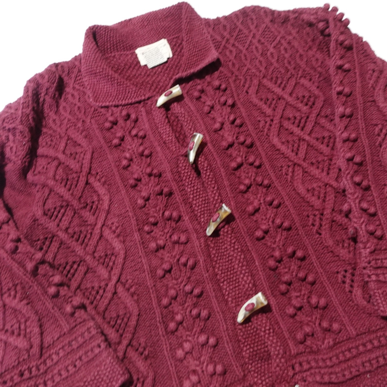 Yarnworks HandKnit Sweater Womens Size XL Red Chucky Cable Knit Cottage Core 90s