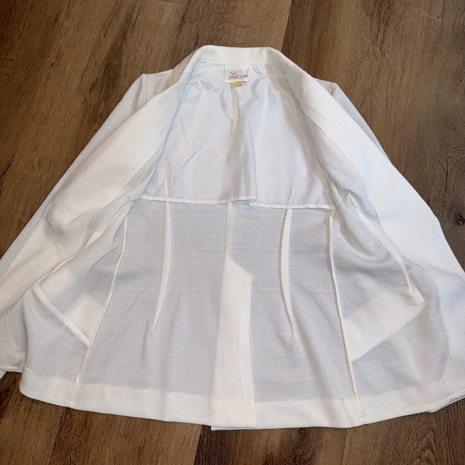Vintage Jantzen Leisure Jacket Blazer Womens 10 Hippie Disco 60s 70s White MCM
