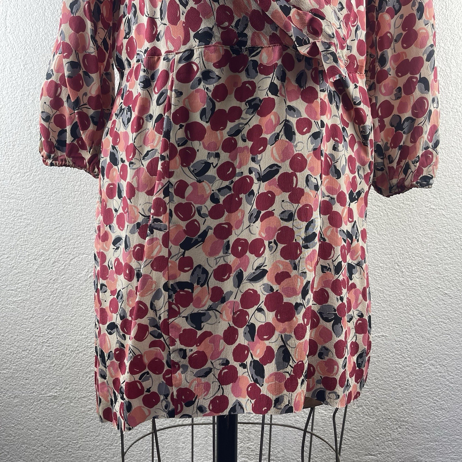 Vintage l 30s L Novelty Cherry Print Rayon Blouse Dress Fabric Remnant Repurpose