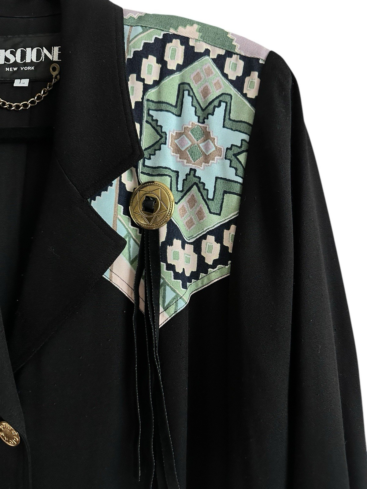 Vintage 80s/90s CRISCIONE Black Wester Aztec Tone Blouse Shirt Jacket Black L