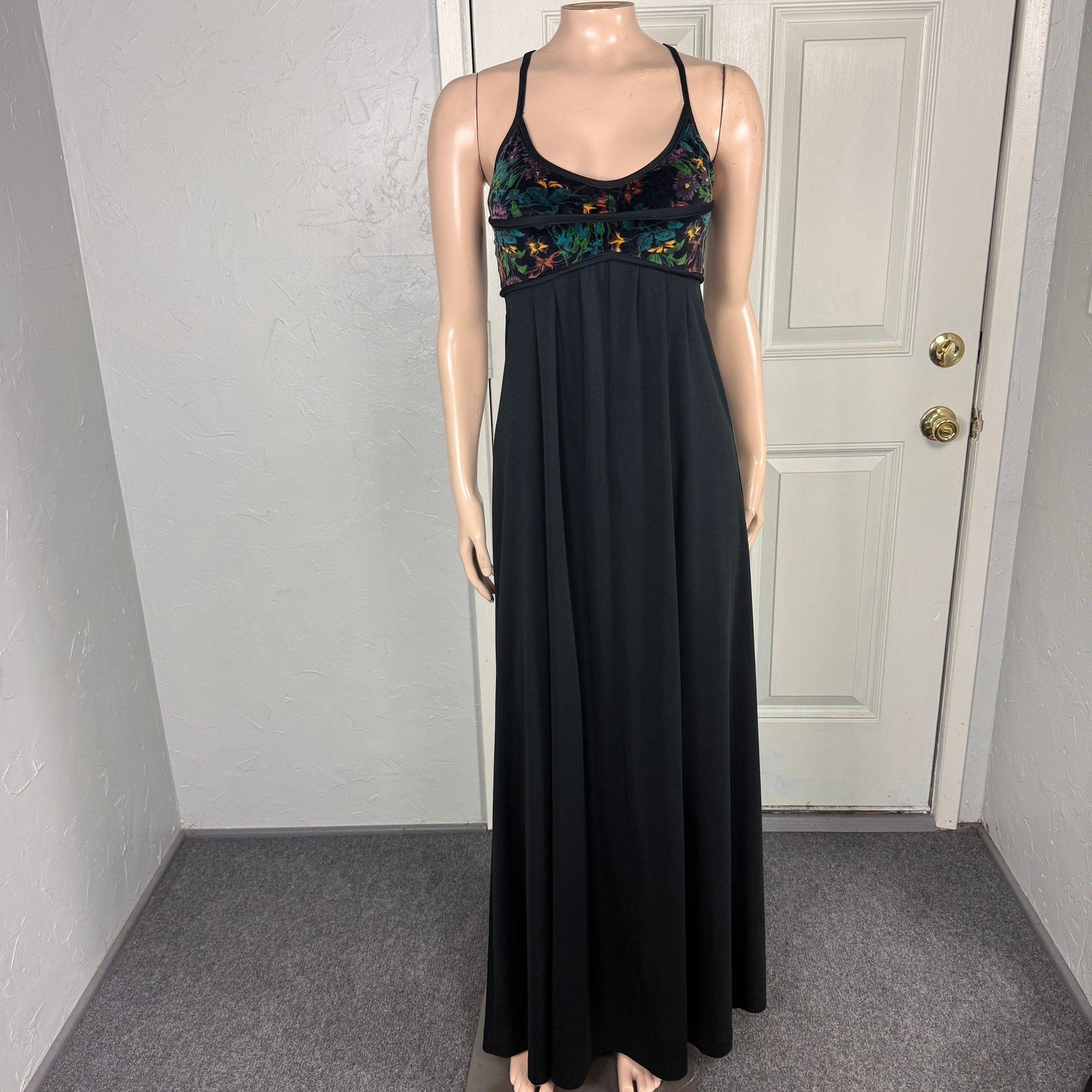Vintage 70s Dress 5 Polyester Knit Party Velvet Maxi Long Formal Evening C4-25