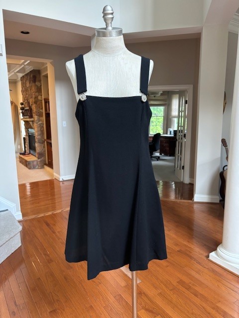 VINTAGE GIANNI VERSACE VERSUS BLACK SUSPENDER DRESS WITH MEDALLIONS SZ 30/44