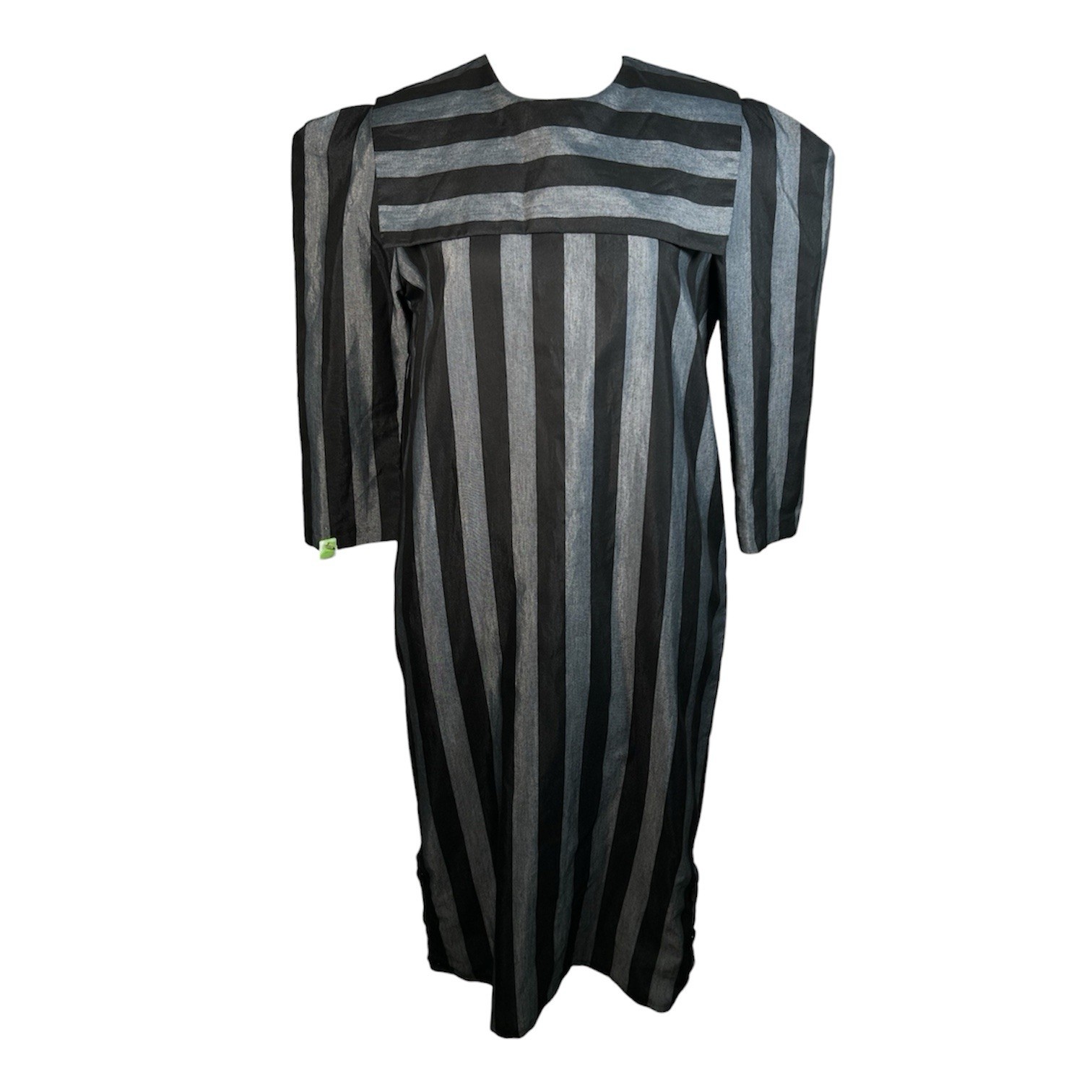 VTG 80s Brioche California Sailor Gray Black Striped Avant Garde Dress Sz S/M