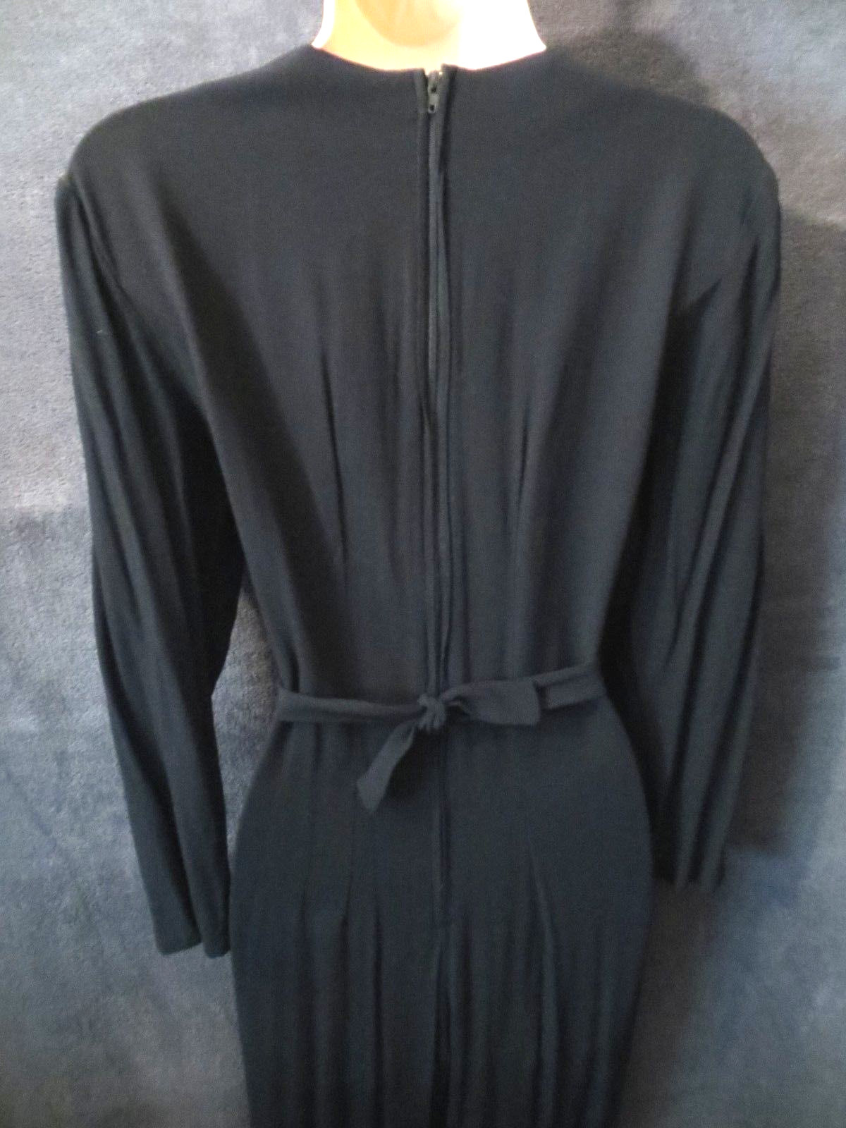 80’s 90’s Vintage Karin Stevens Black Rayon Silver Rhinestone Vest Jumpsuit 8