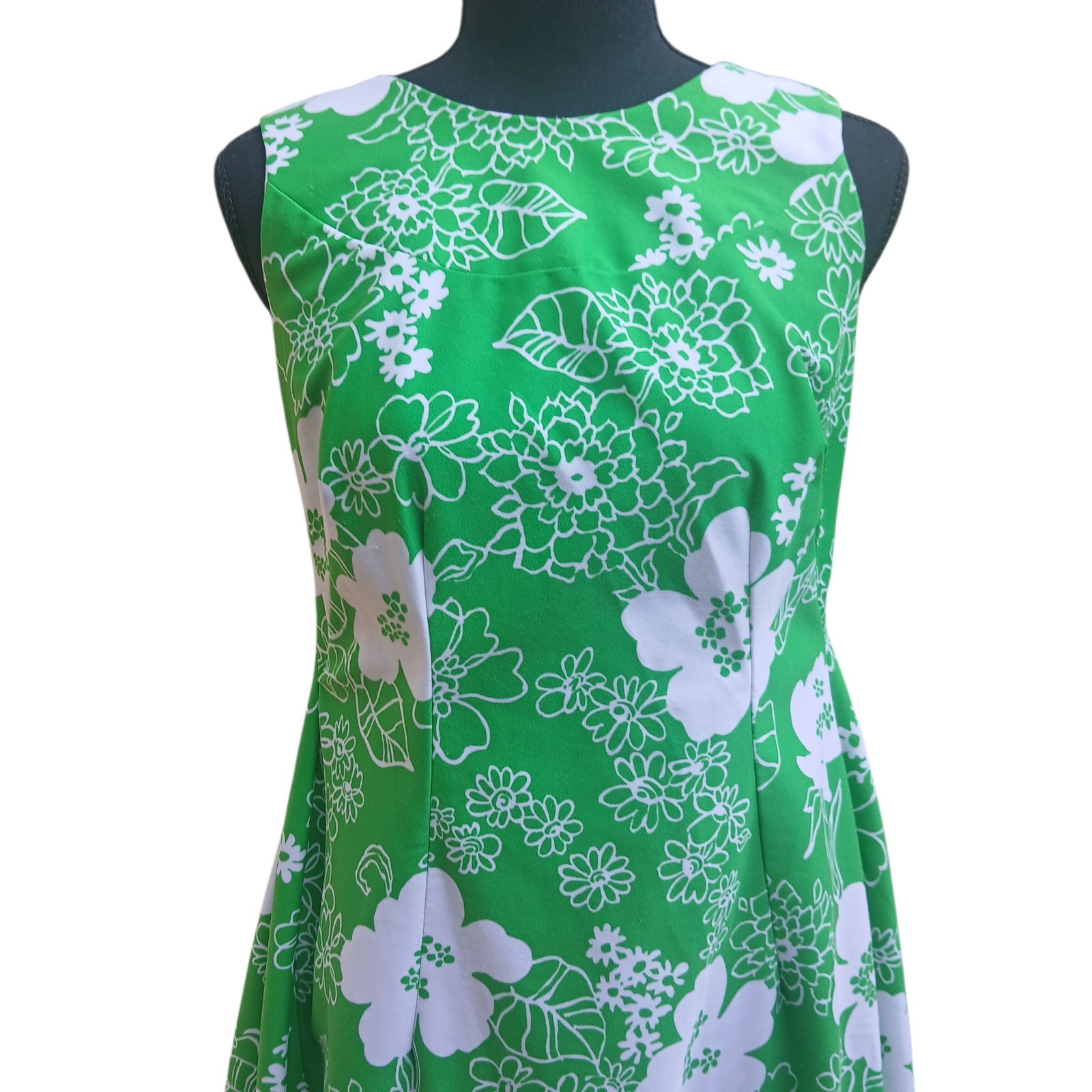 Original Vtg Mod 60s Pomare Tahiti Hawaiian Maxi Dress Empire Waist 70s Resort
