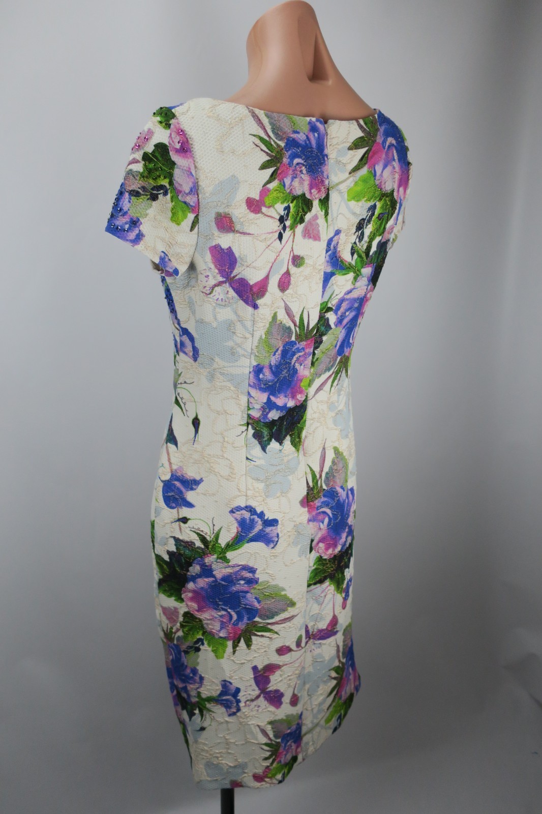 Adrianna Papell Gatsby Party Retro Colorful Floral Dress Wiggle Evening EUC sz 4