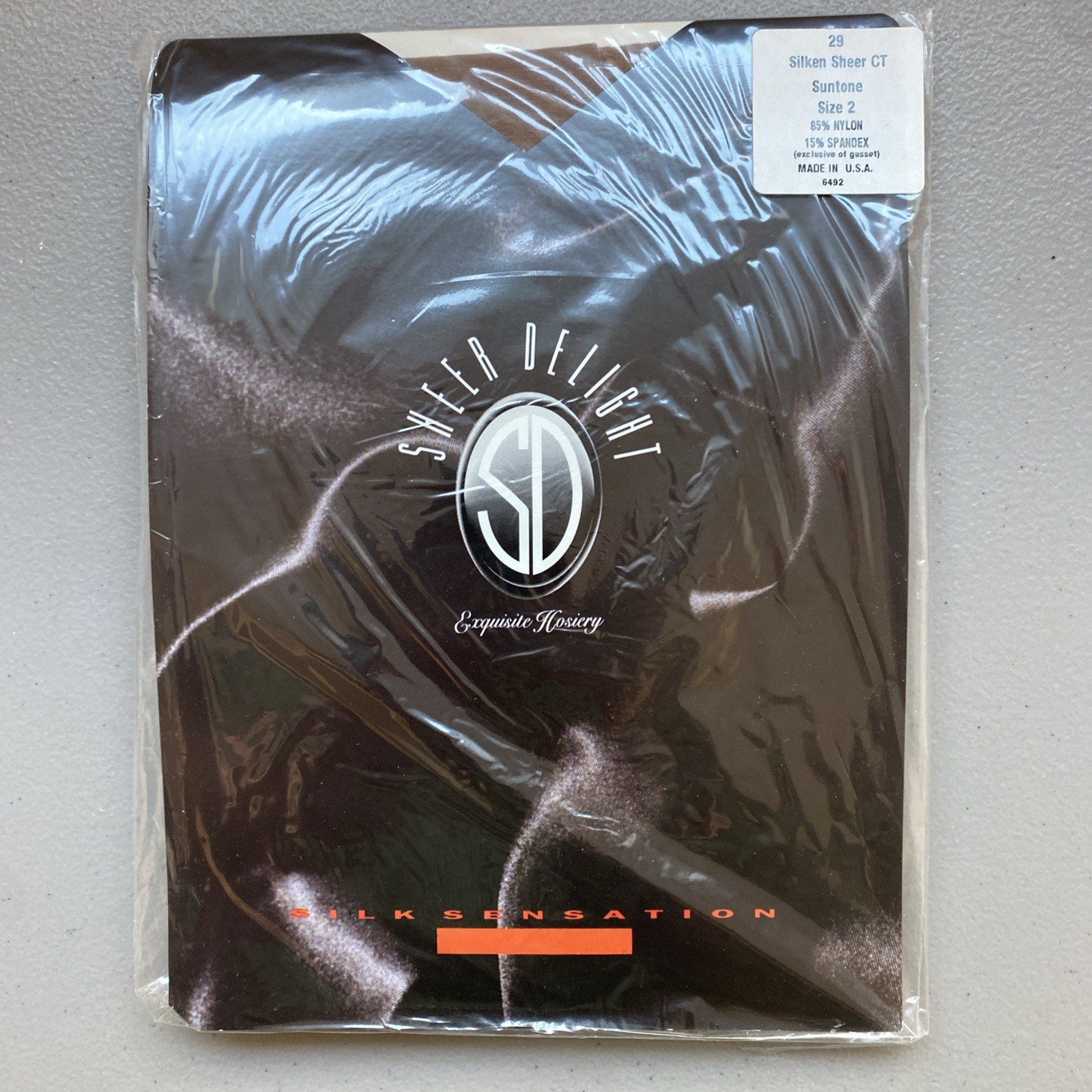 Vtg 1970S SHEER DELIGHT EXQUISITE PANTY HOSE Jet Black & Suntone 2 Pair NOS SZ 2