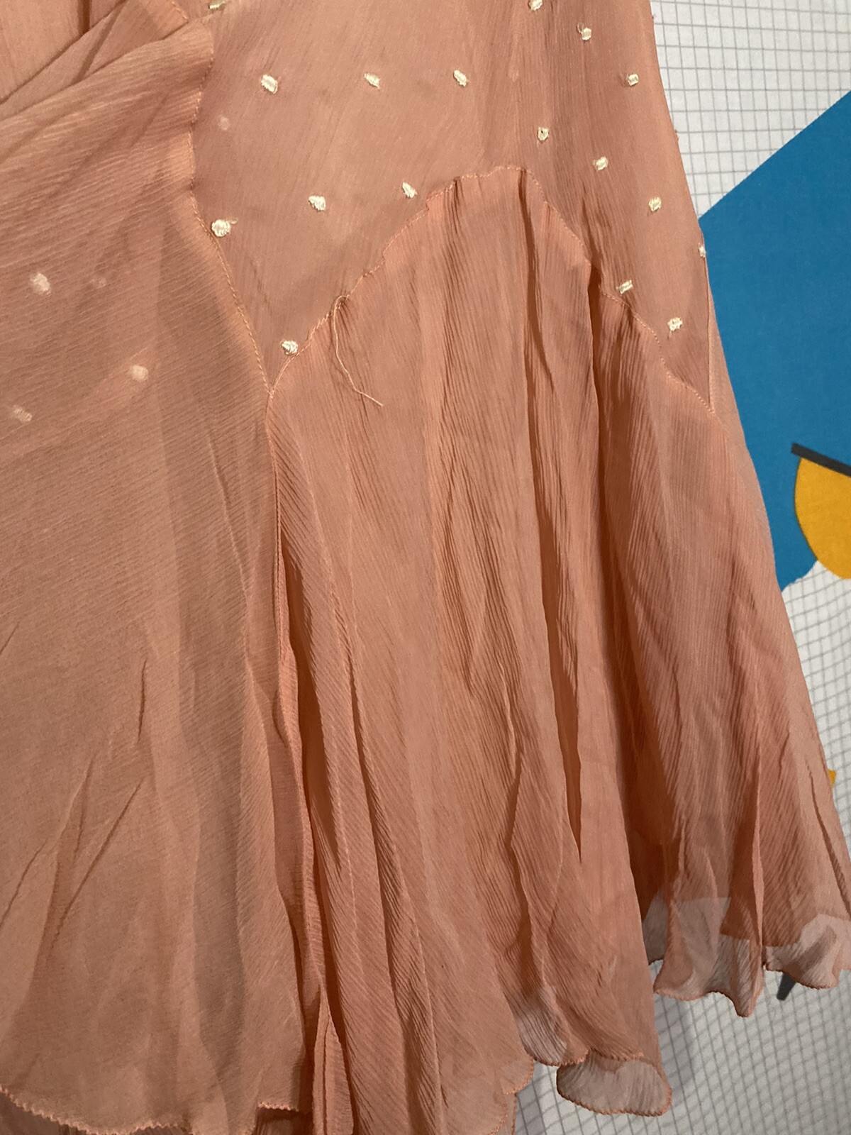 Vintage 20s Silk Flapper Dress Art Deco Drop Waist Asymmetrical Polka Dot Crepe