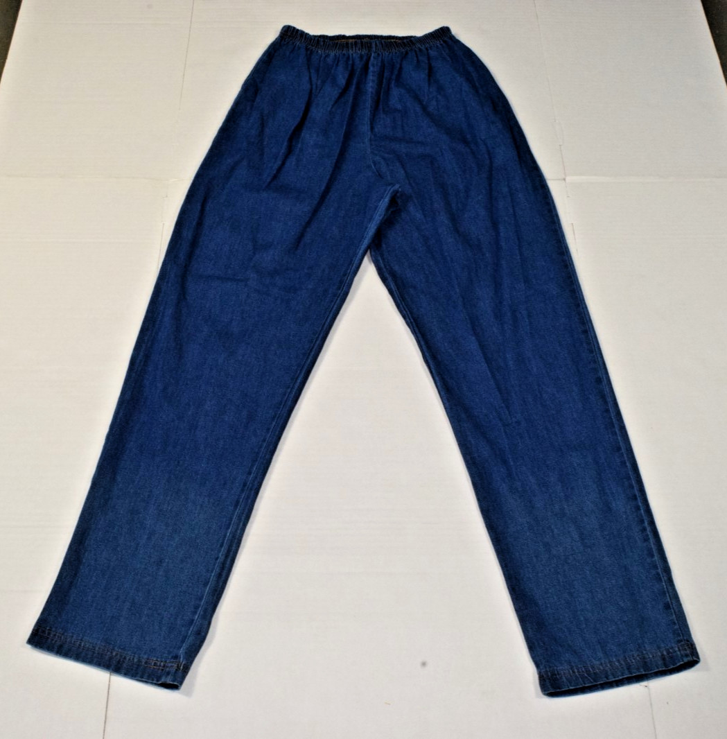 Vintage Top and Pants Set Bedford Fair Size L 90s Blue Denim Embroidered NWT