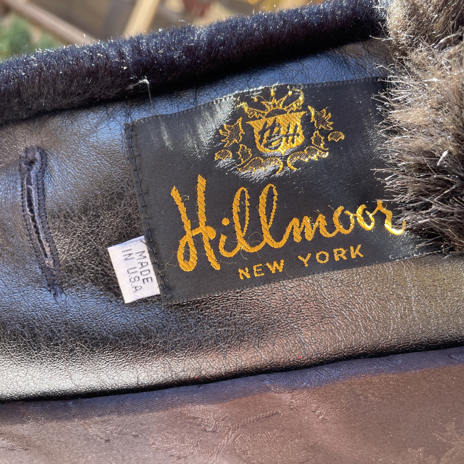 Hillmore NY Fur Coat Faux Black Vintage Granny Core Large Luxe EUC
