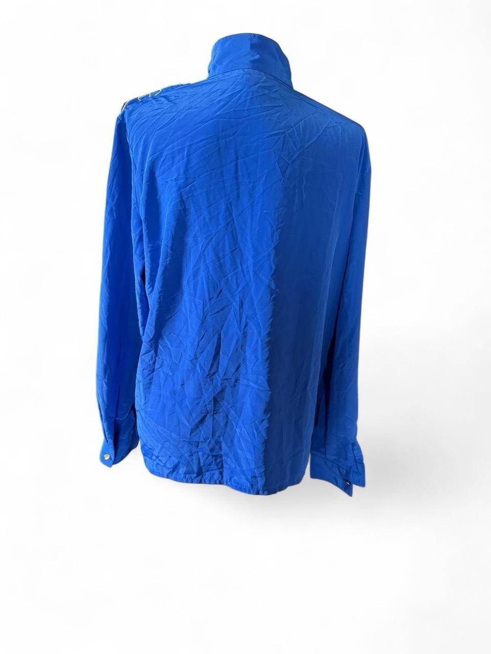 Oleg Cassini Vintage Royal Blue Embroidered Blouse Sz 10