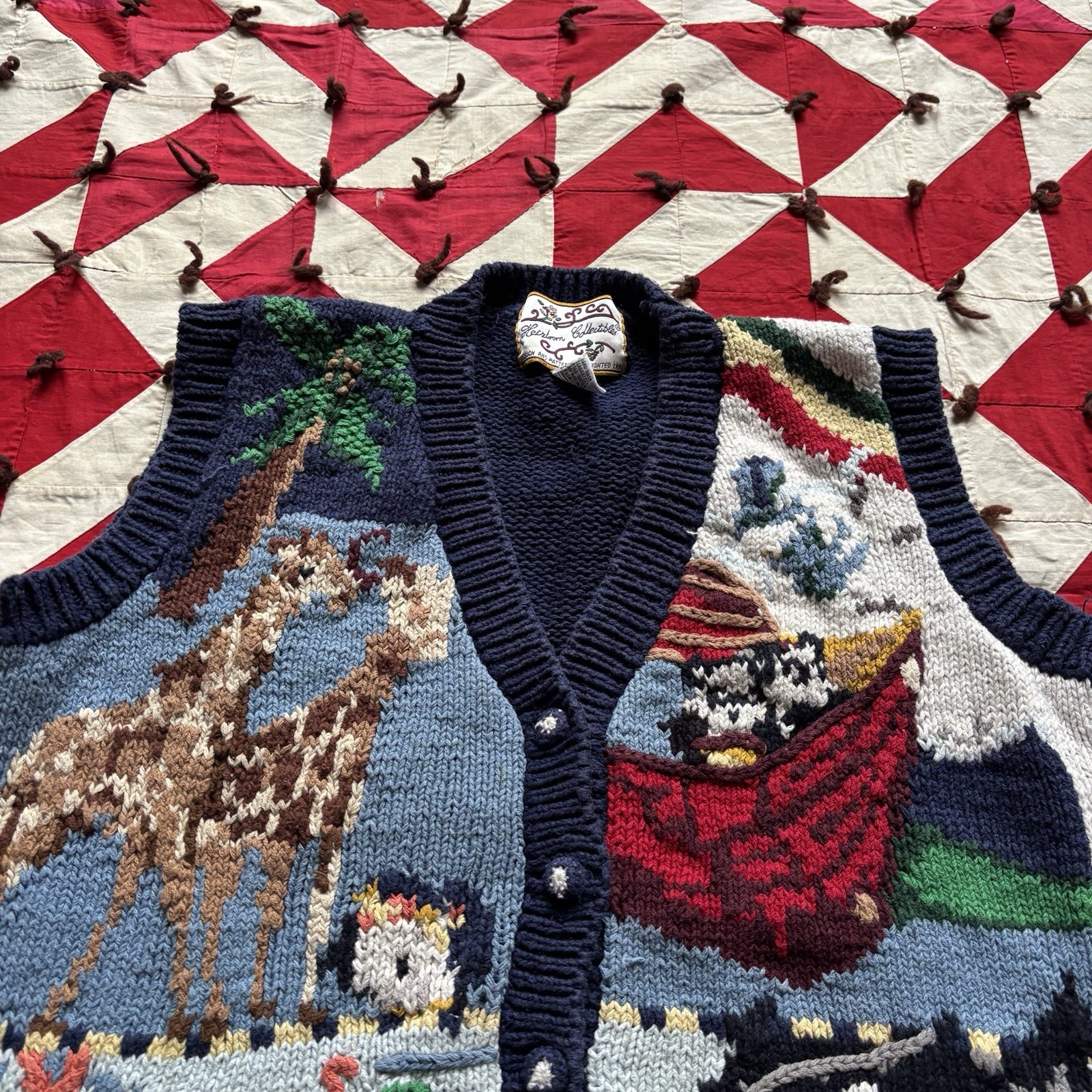 Vintage Women’s Knit Animal Sweater Vest As Is 90s Medium Granny
