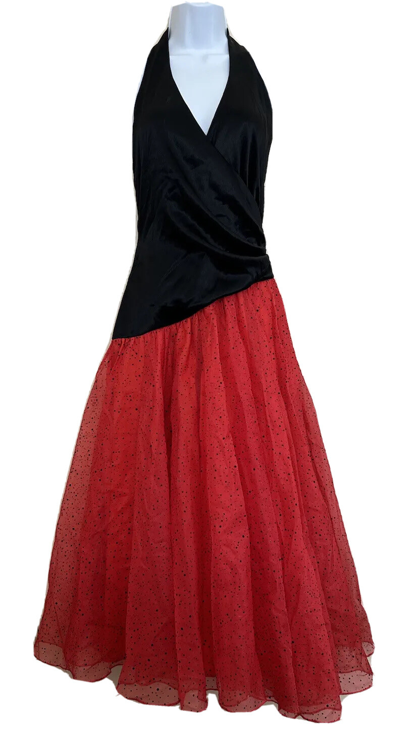 Vtg 80s Regina Kravitz Dress size 4 Bundle Hat Boa Black Red Derby Halloween