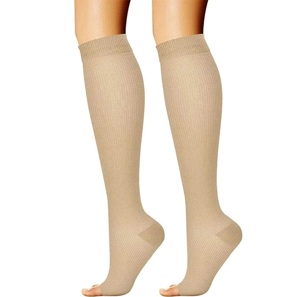 Medical Compression Socks Flexible Open Toe Black Sports Compression Socks Knee
