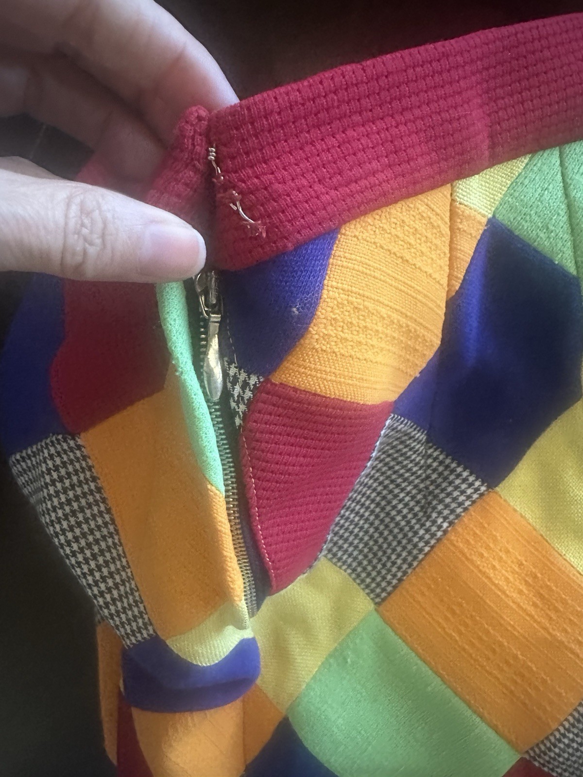 VTG 60s/70s Handmade Patchwork Quilt A-Line Side Zipper Skirt Hippie Size XS-S