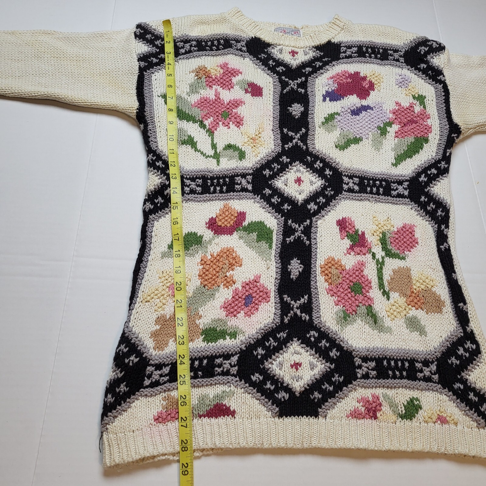Vtg Spice Of Life Sweater Womens M Flowers Crewneck 90s A97