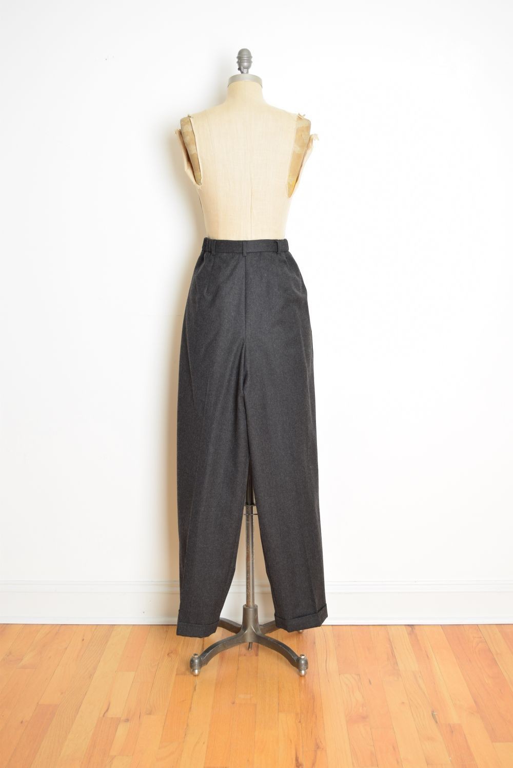 vintage 90s Talbots pants gray wool high waist rise tapered leg trousers M 8
