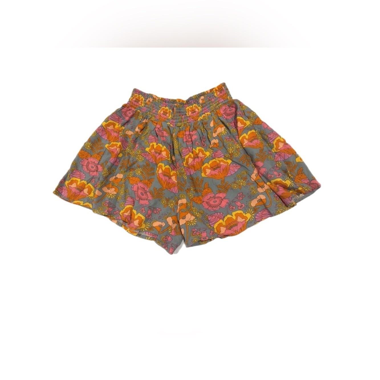 Dizzy Lizzy Floral Smocked Shorts size Large Retro 70s Cottagecore Festival