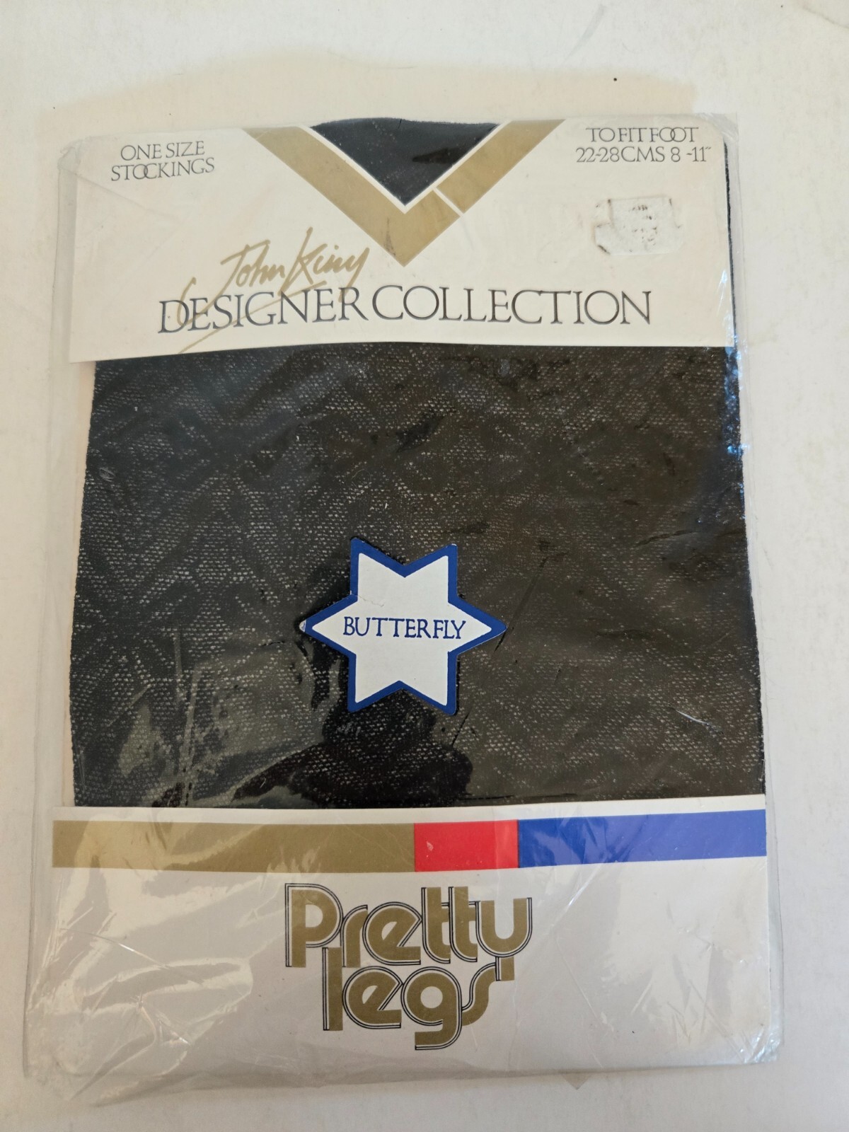 Vintage Pretty Legs Mills John King Designer Stockings Sz 8-11 Butterfly Pattern