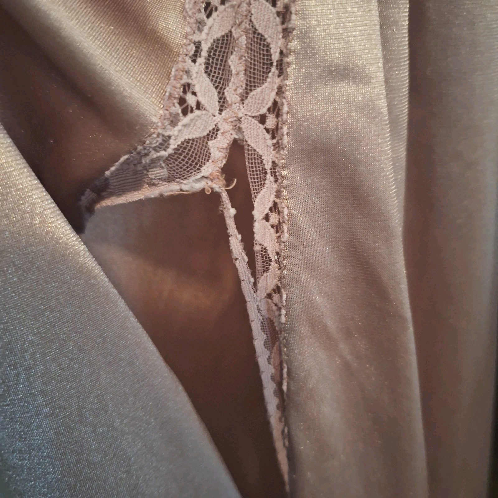 Vtg USA Union Maidenform Dreamwear Rose Maxi Slip-Dress Plunge Neck Split Sides