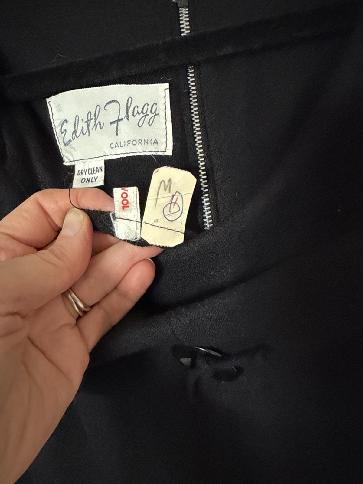 Edith Flagg Vintage Women’s 100% Wool Midi Pencil Old Money Dress Waist 32”