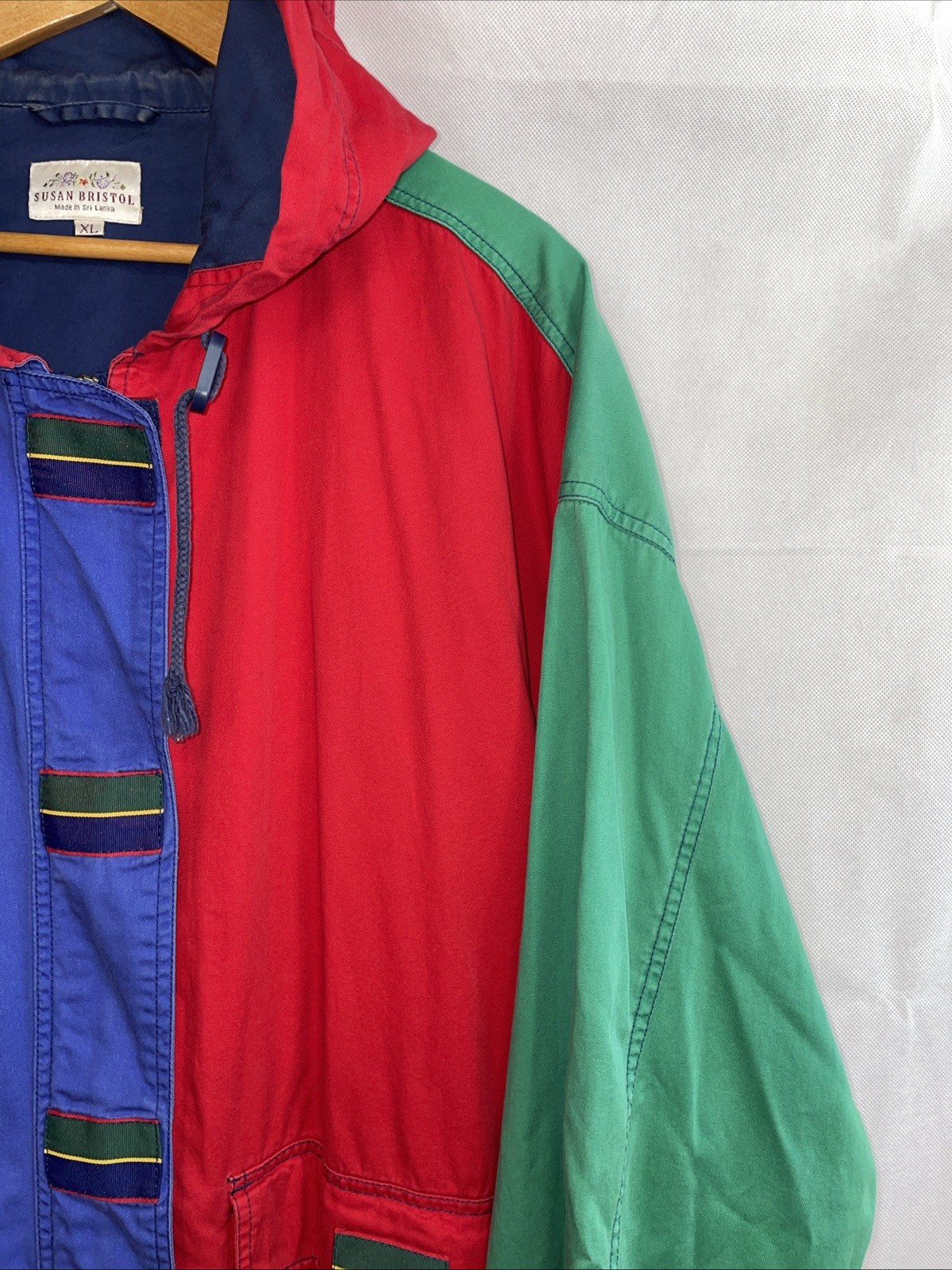 Vintage Susan Bristol Jacket Color Block Hooded Teacher 90s Primary Size XL