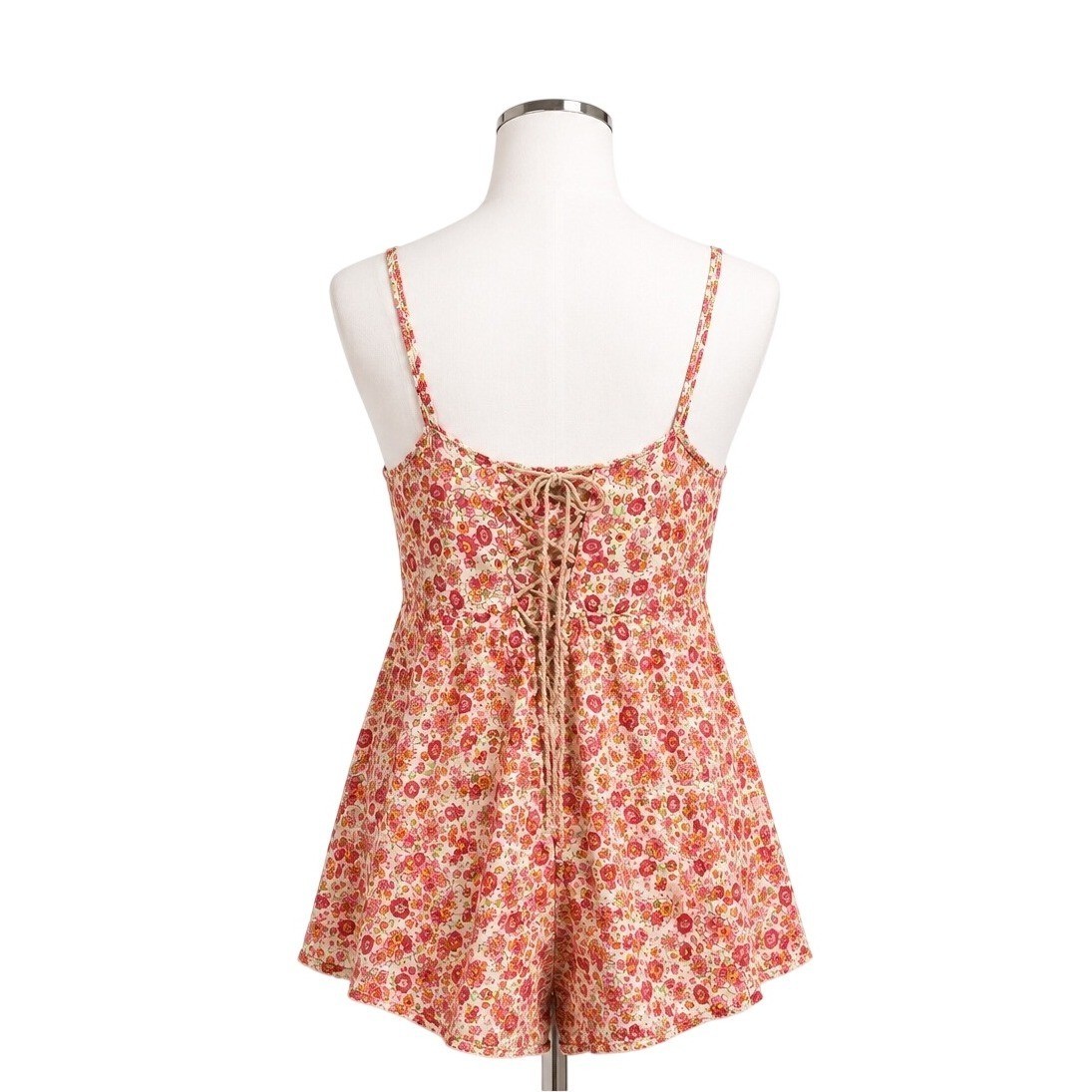 Free People Bohemian Ditsy Floral Lace Up Back Babydoll Cami Tank Top XS Cottage