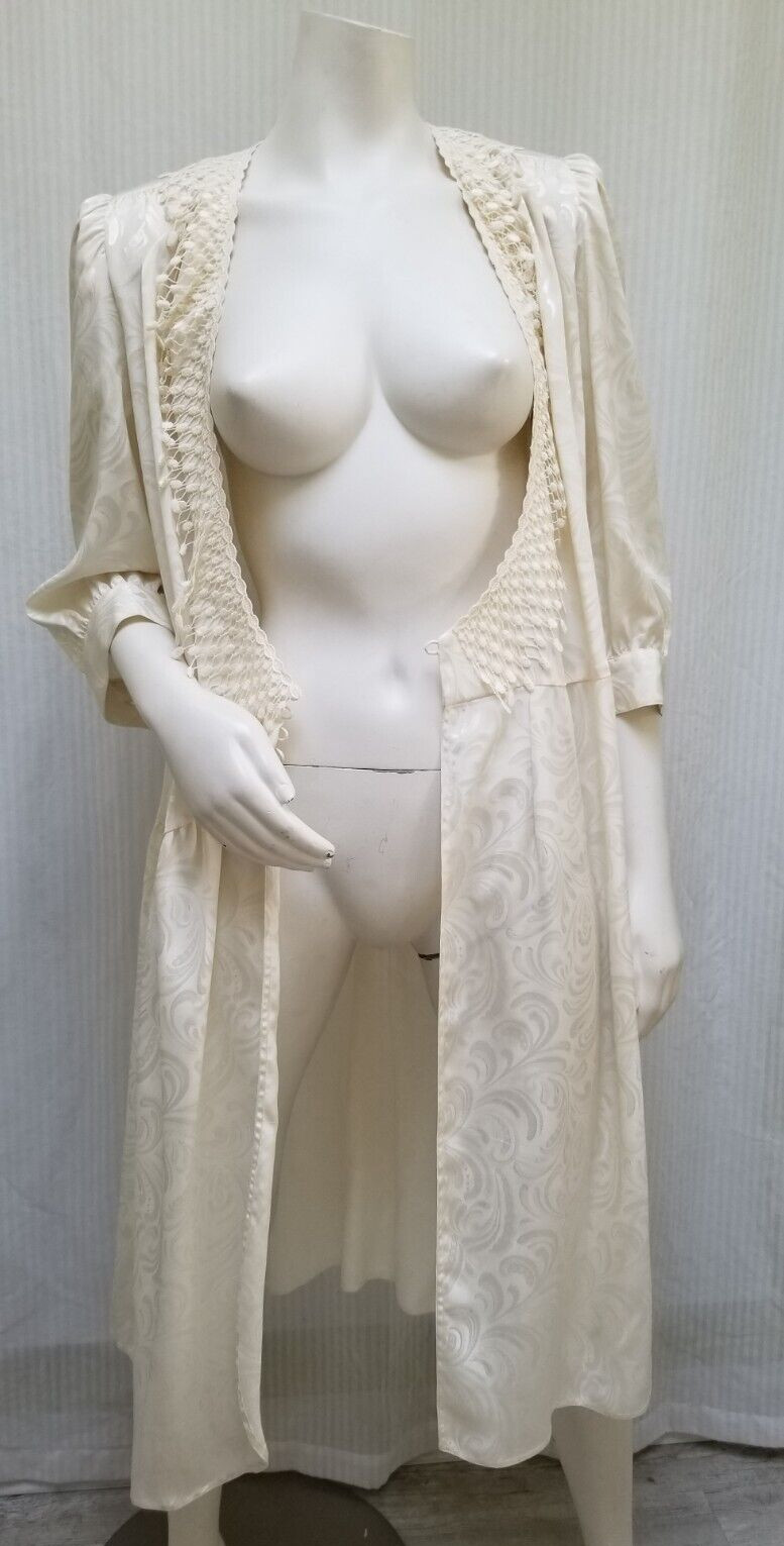 New w/ Tags Vintage 80/90s BILLY JACK FOR HER Ivory Jacquard Wrap DRESS – Size S