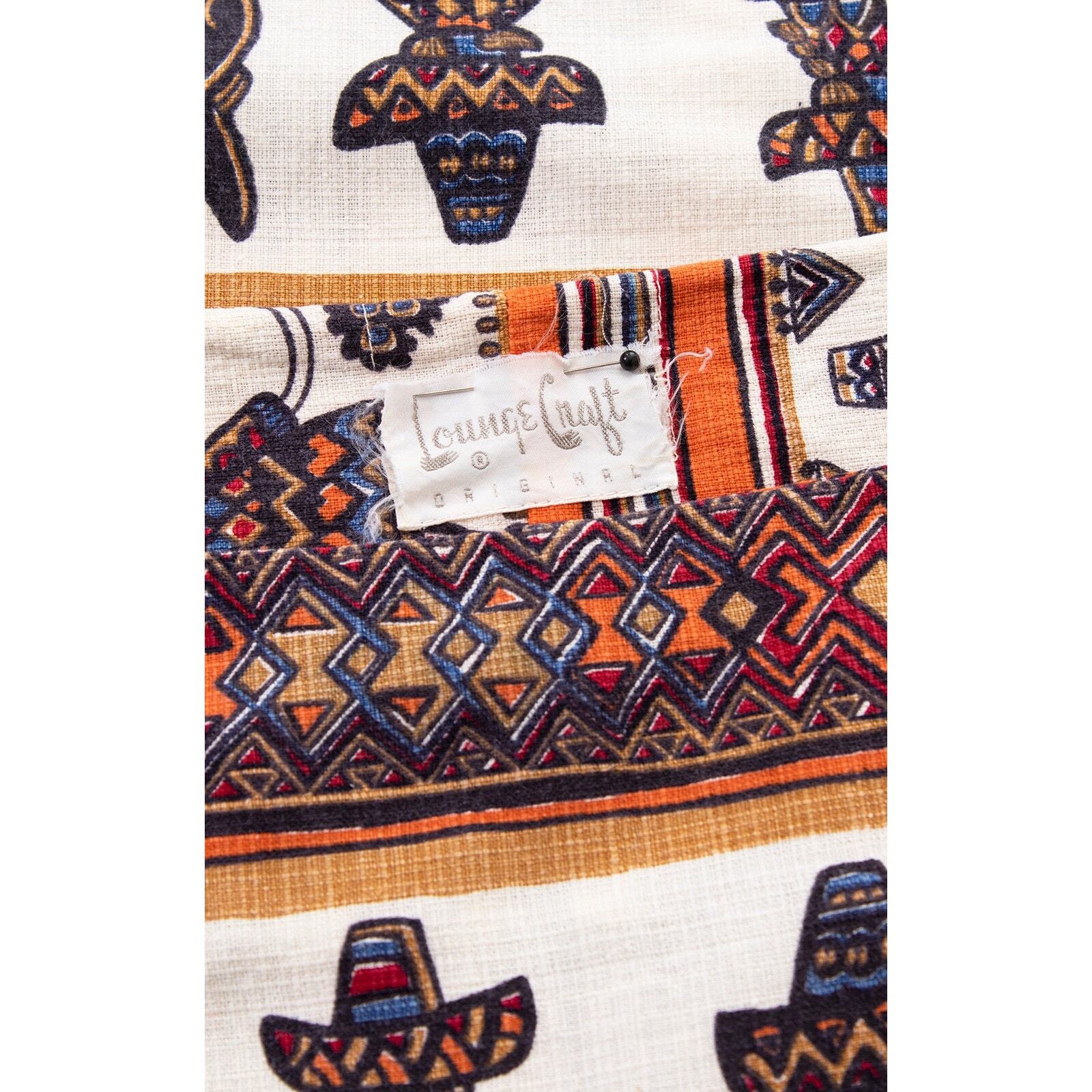Vintage 1960s Sundress 60s Mexican Striped Novelty Print Cotton Shift Dress