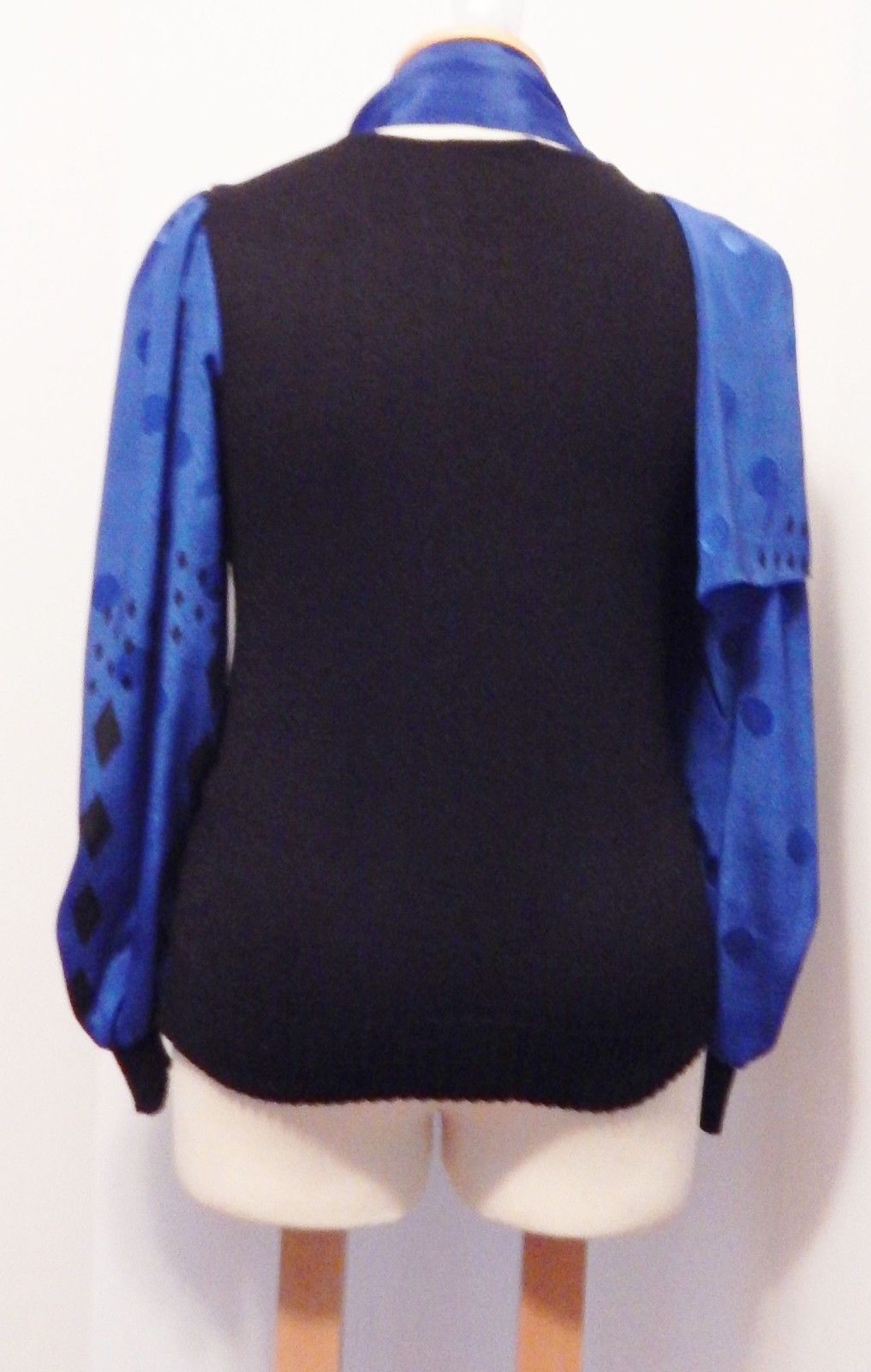 Vtg Anthony Sicari 80s Knit Harlequin Puffed Sleeve Sweater & Scarf Size L