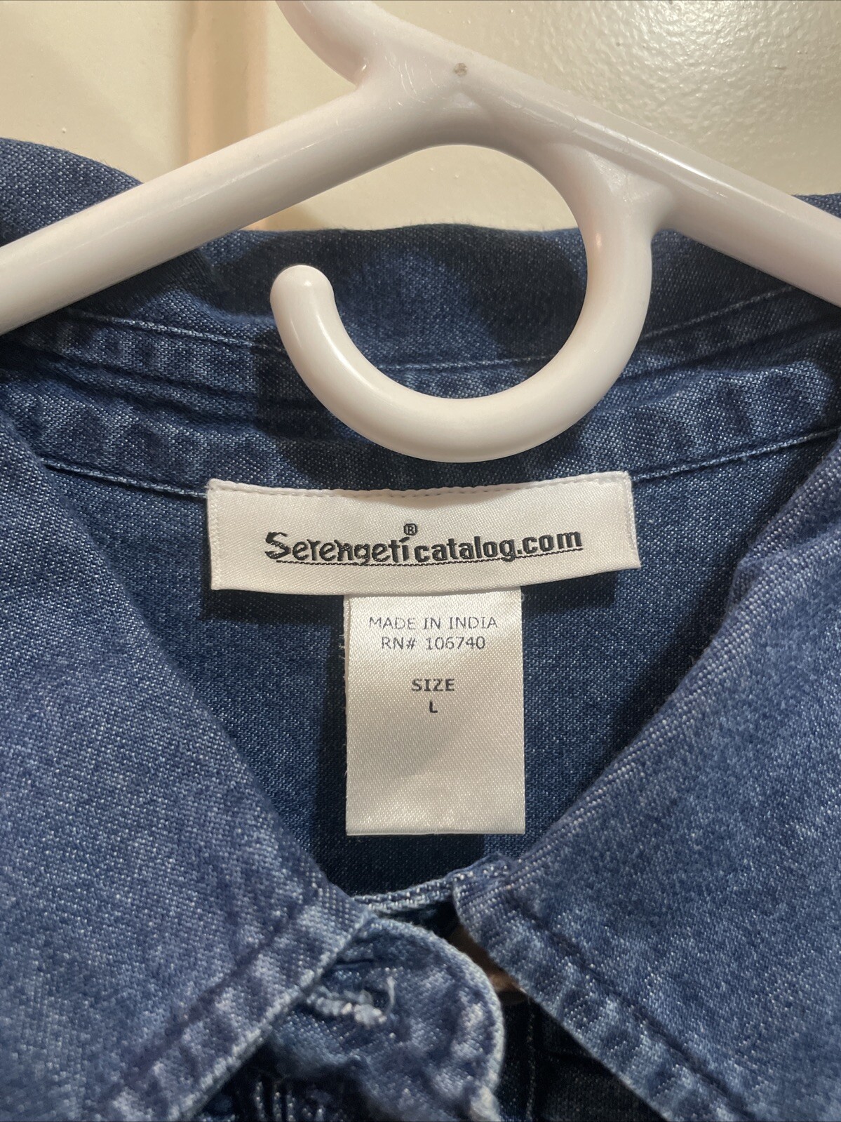 SERENGETI Catalog.com Vintage Pleated Denim Long sleeves Blouse Cowgirl Sz L