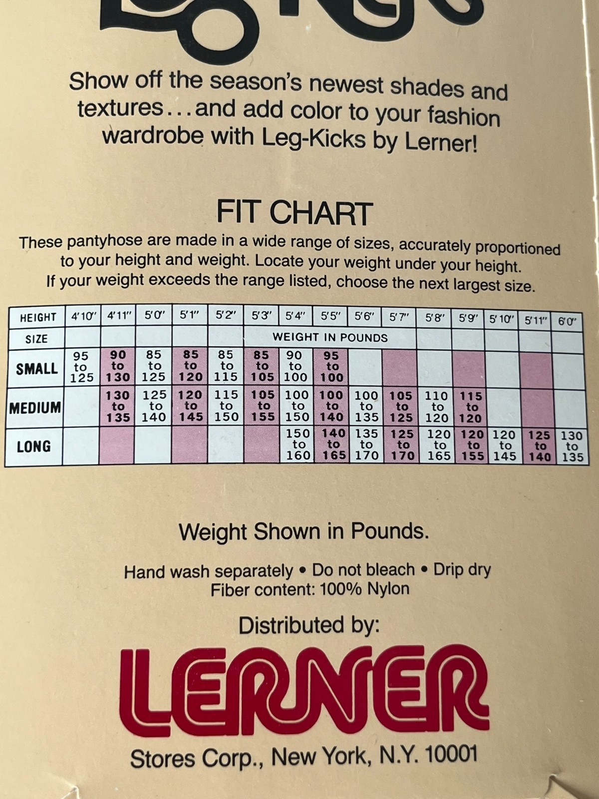 NOS LEG-KICKS BY LERNER Pink Pantyhose Opaque Sandalfoot Toe Size MEDIUM Vintage