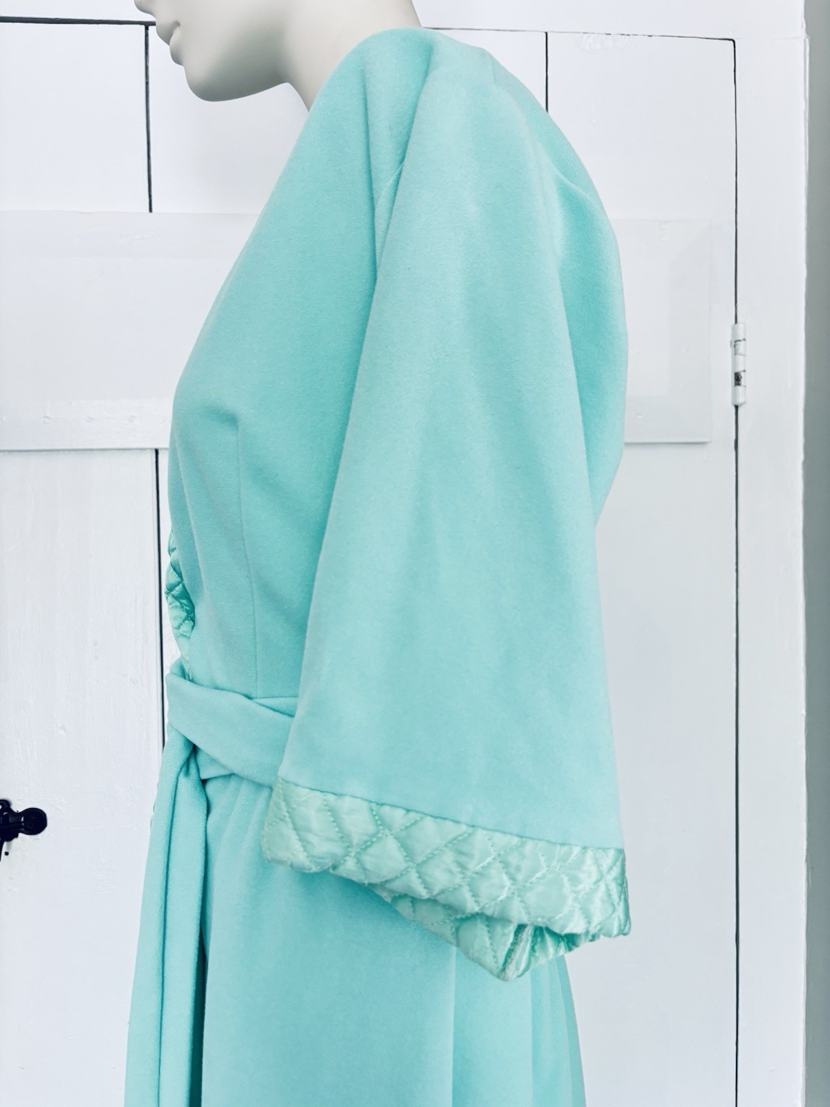 Vintage Loungewear By Artemis Gossard Robe Teal Green With Satin Trim Women’s S