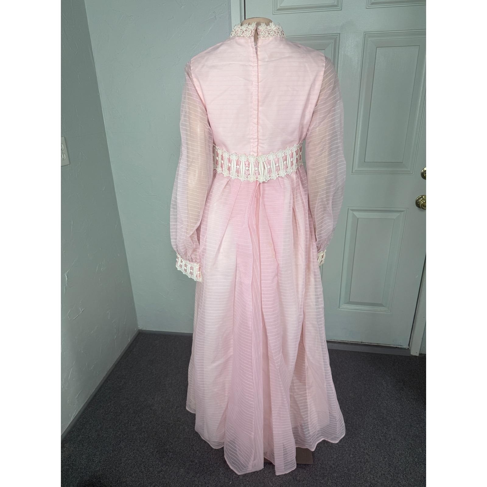 Vintage 70s Emma Domb Women’s Dress Bridesmaid Wedding Formal Maxi Lace H3-1